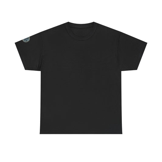 Black Minimal Tee — Moon Patch Sleeve