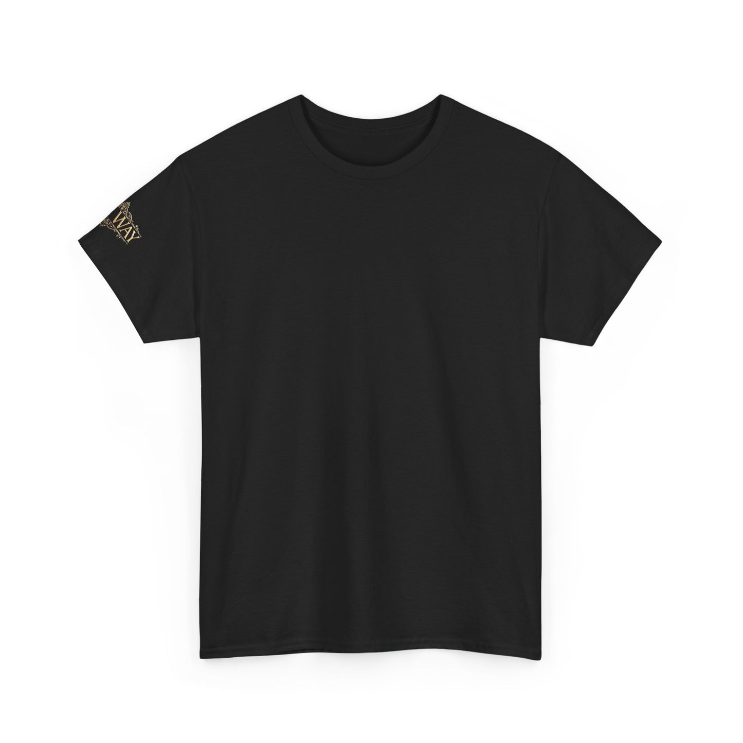 Black Minimalist T‑Shirt — Small Gold Sleeve Logo