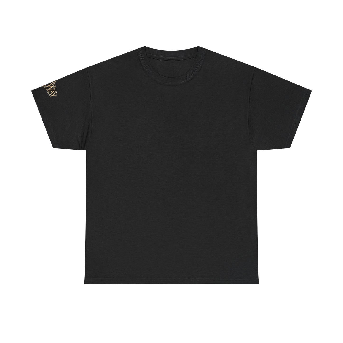 Black Minimalist T‑Shirt — Small Gold Sleeve Logo
