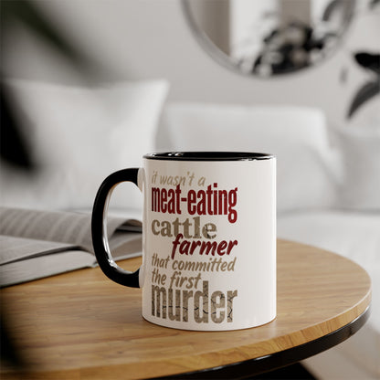 Meat-Eating Cattle Farmer Mug — Funny Farmer Coffee Cup (11oz Accent Mug)