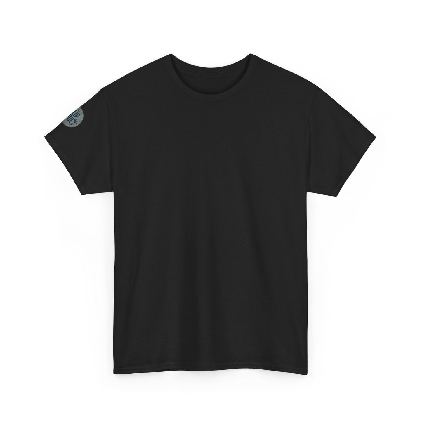 Black Minimal Tee — Moon Patch Sleeve