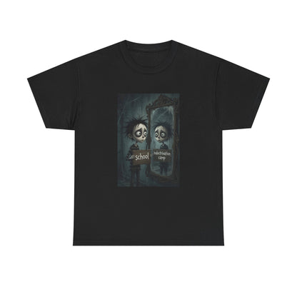 T-Shirt — Gothic Mirror Illustration "School vs. Nightlife"