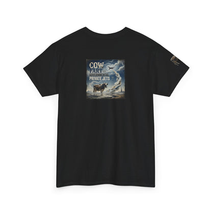 Cow Art & Private Jets Tee — Vintage Surreal Graphic T-Shirt