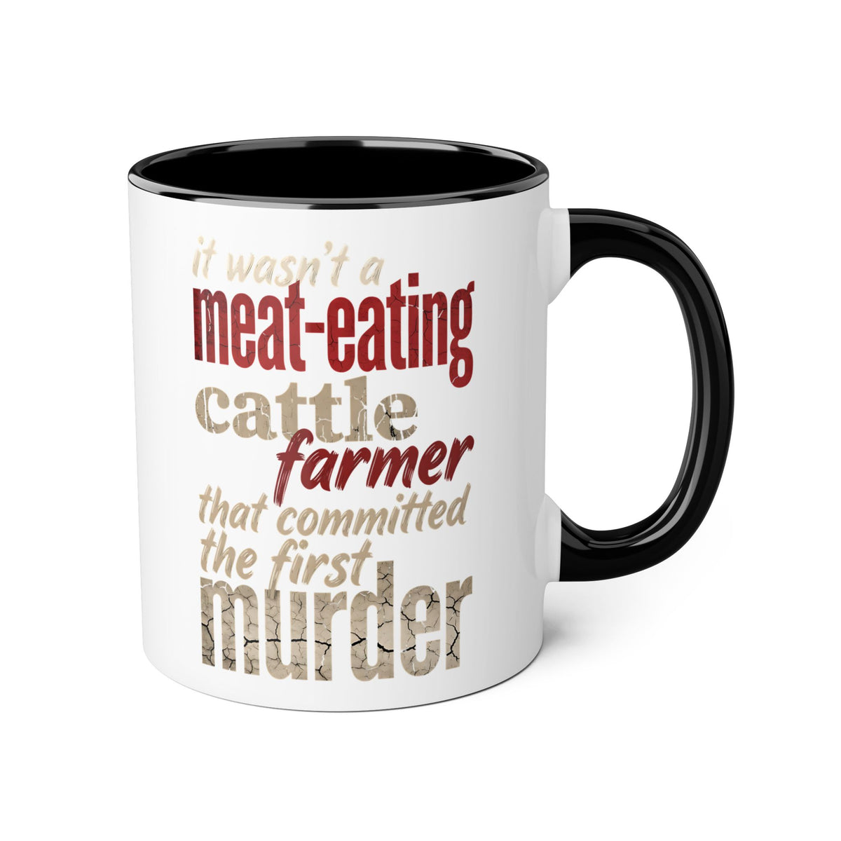 Meat-Eating Cattle Farmer Mug — Funny Farmer Coffee Cup (11oz Accent Mug)