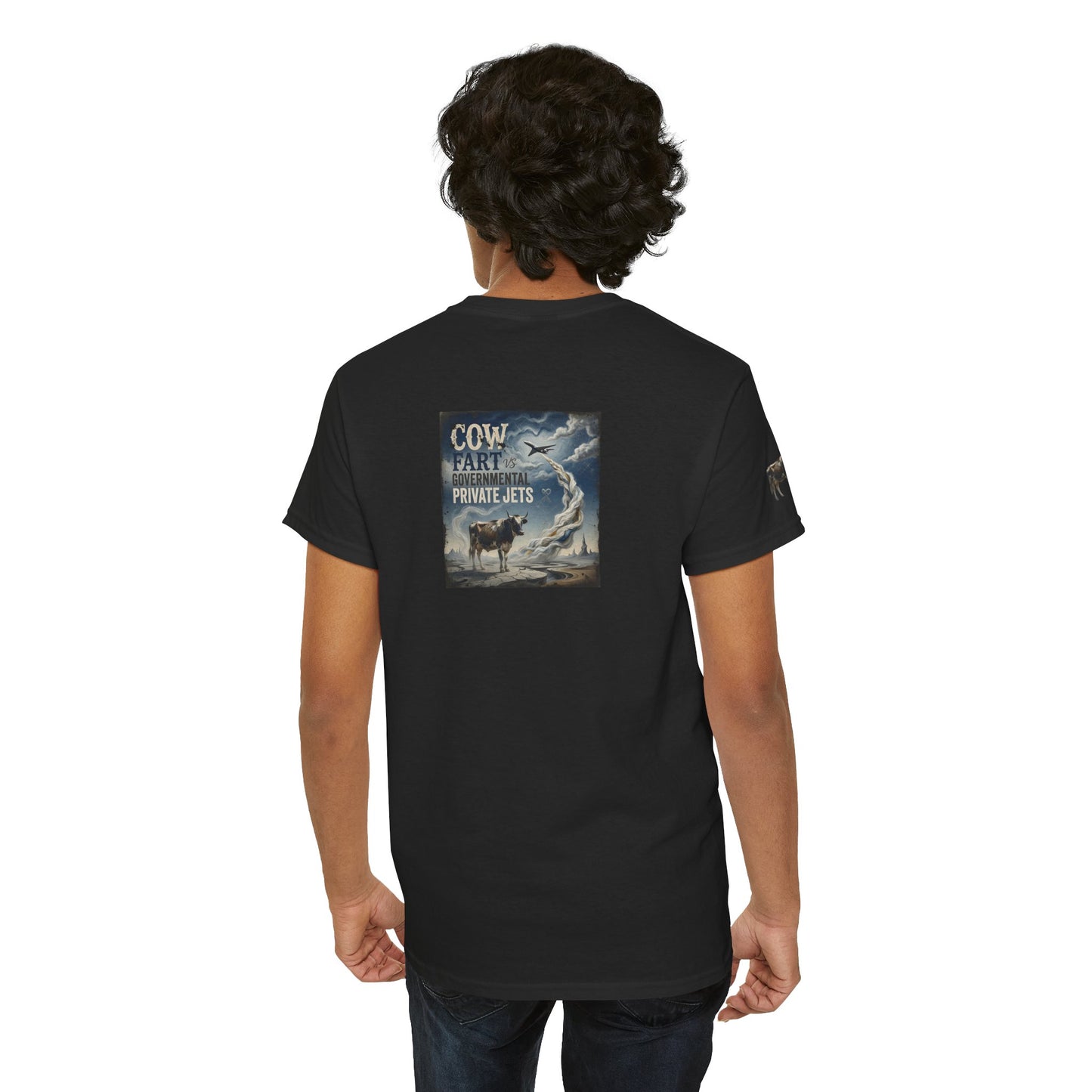 Cow Art & Private Jets Tee — Vintage Surreal Graphic T-Shirt