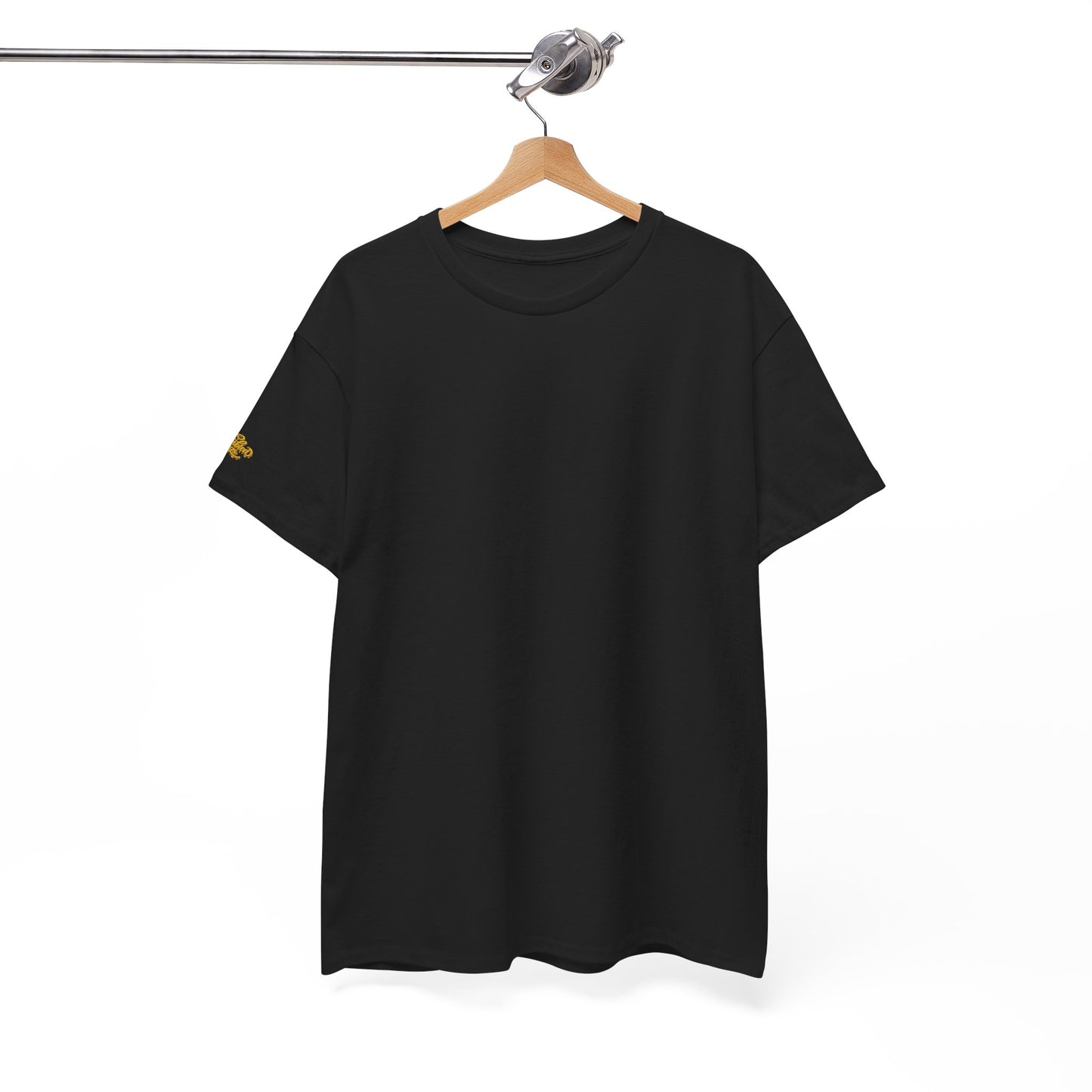 Black T-Shirt — Minimal Gold Sleeve Accent Tee