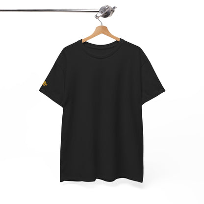 Black T-Shirt — Minimal Gold Sleeve Accent Tee
