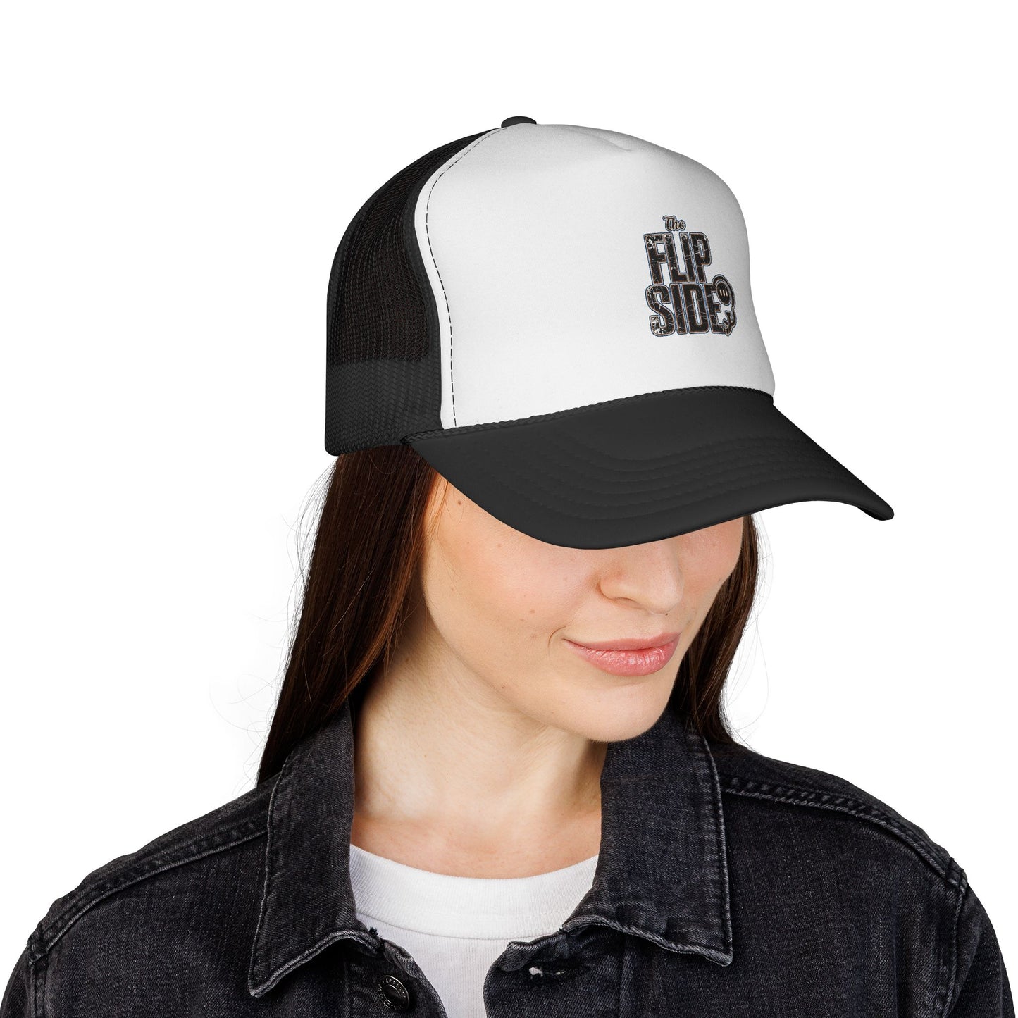 Flip Side Trucker Cap — Retro Vinyl Logo Mesh Hat