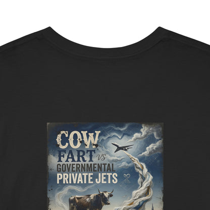 Cow Art & Private Jets Tee — Vintage Surreal Graphic T-Shirt