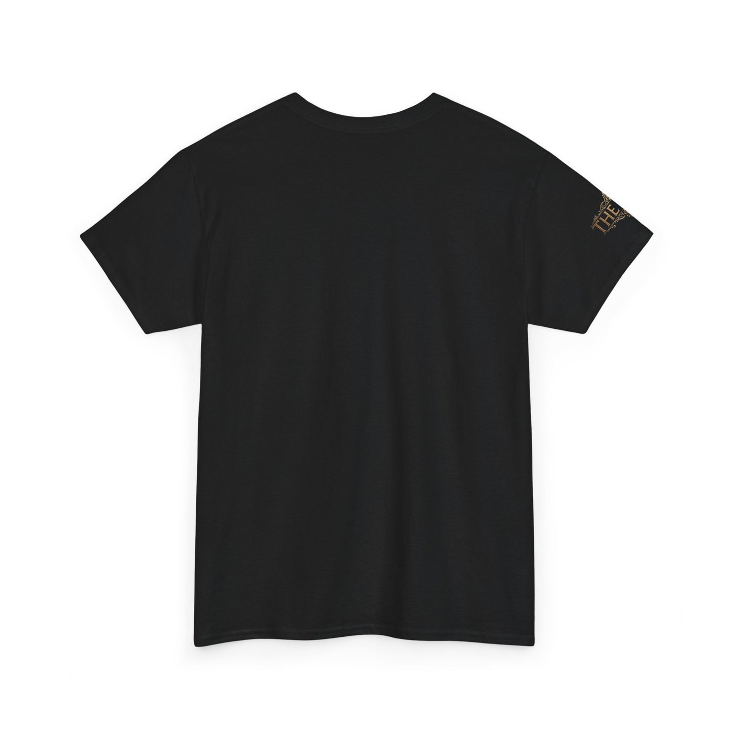 Black Minimalist T‑Shirt — Small Gold Sleeve Logo