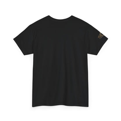 Black Minimalist T‑Shirt — Small Gold Sleeve Logo