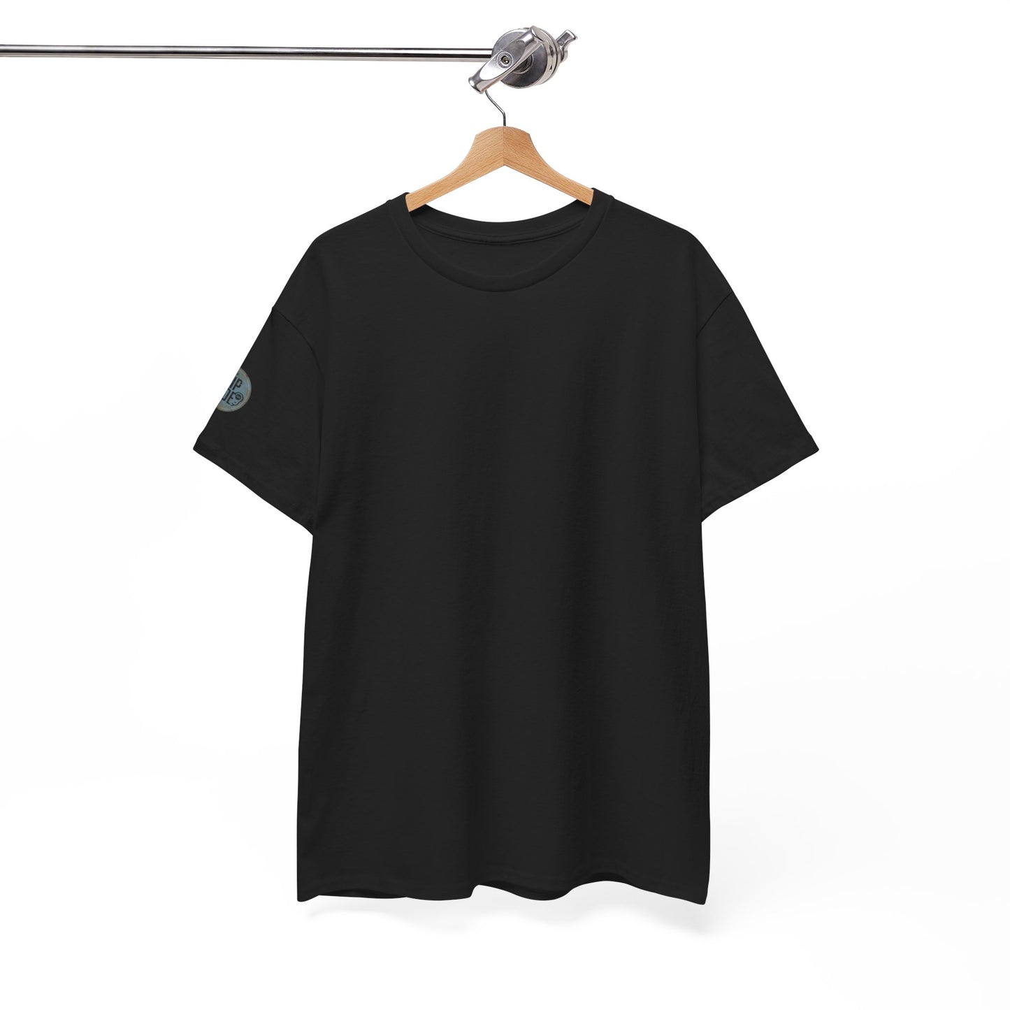Black Minimal Tee — Moon Patch Sleeve
