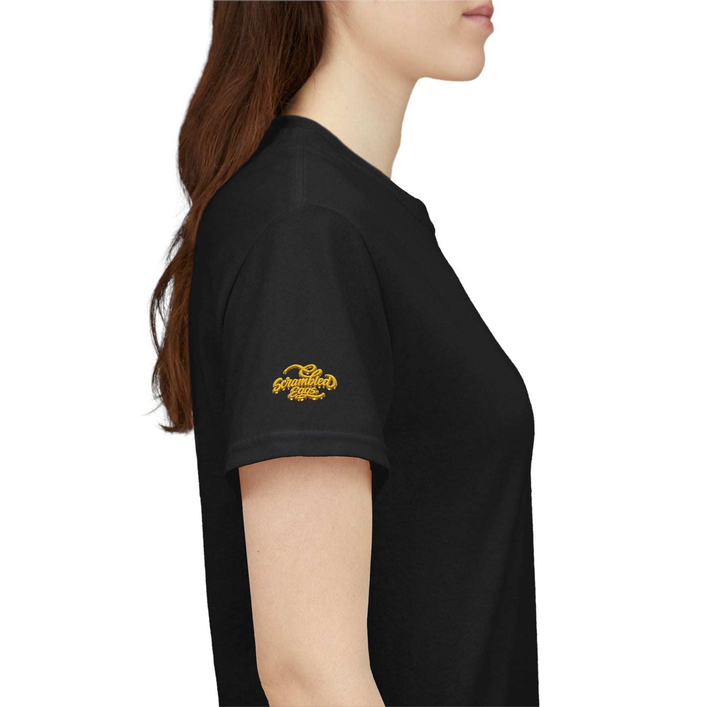 Black T-Shirt — Minimal Gold Sleeve Accent Tee