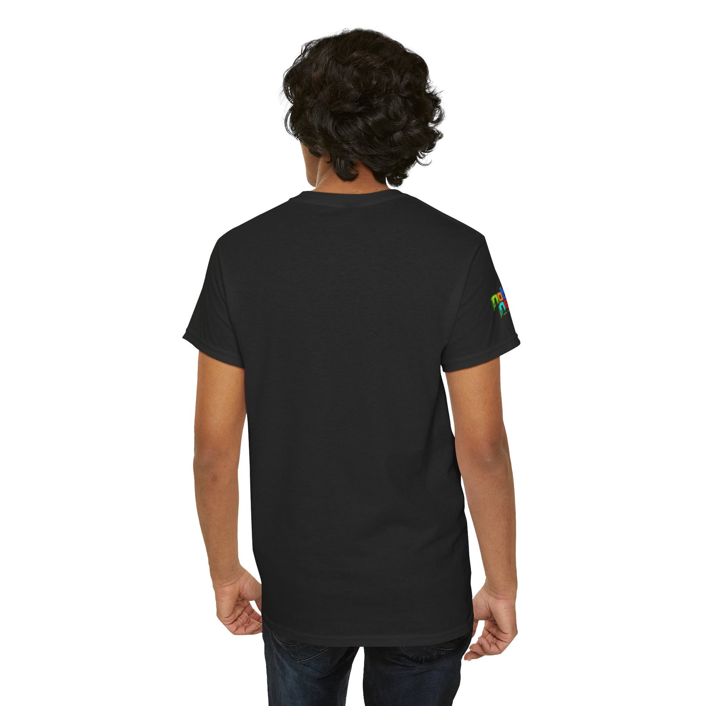 Black Tee with "nothin' new" colorful typography featured.