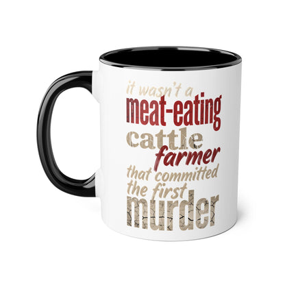 Meat-Eating Cattle Farmer Mug — Funny Farmer Coffee Cup (11oz Accent Mug)