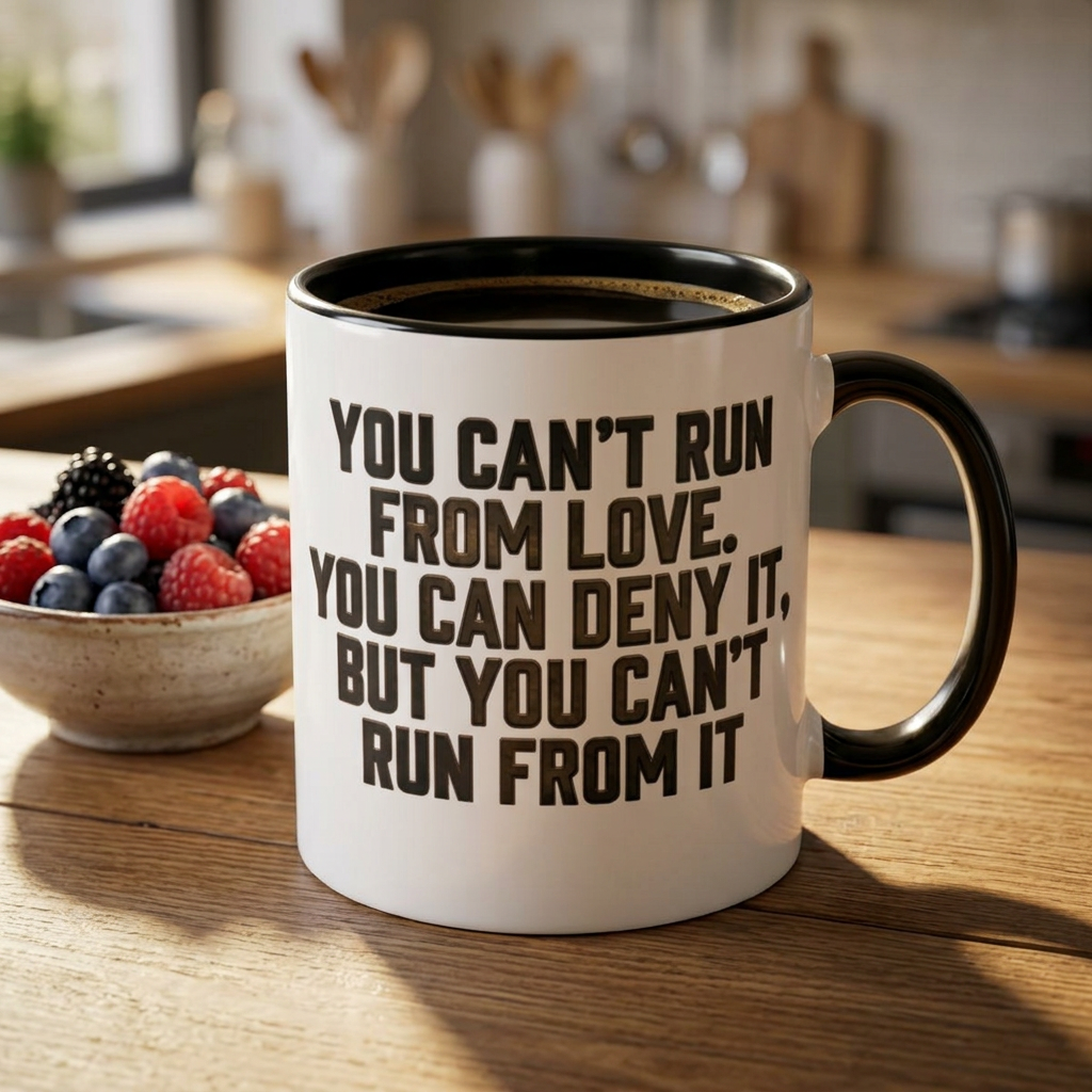 Accent Mug — "You Can't Run From Love" Inspirational Coffee Mug