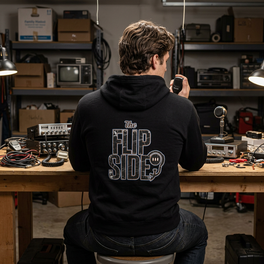 Flip Side Graphic Hoodie – Retro Text Logo Fleece Pullover