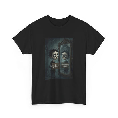 T-Shirt — Gothic Mirror Illustration "School vs. Nightlife"