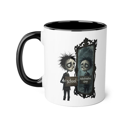 Gothic Reflection Accent Mug — 'School' vs 'Indoctrination Camp' Dark Humour 11oz