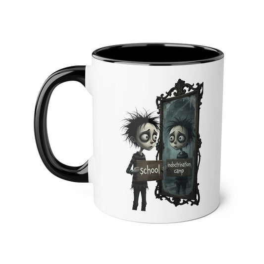 Gothic Reflection Accent Mug — 'School' vs 'Indoctrination Camp' Dark Humour 11oz