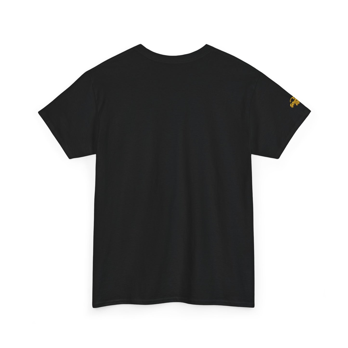 Black T-Shirt — Minimal Gold Sleeve Accent Tee