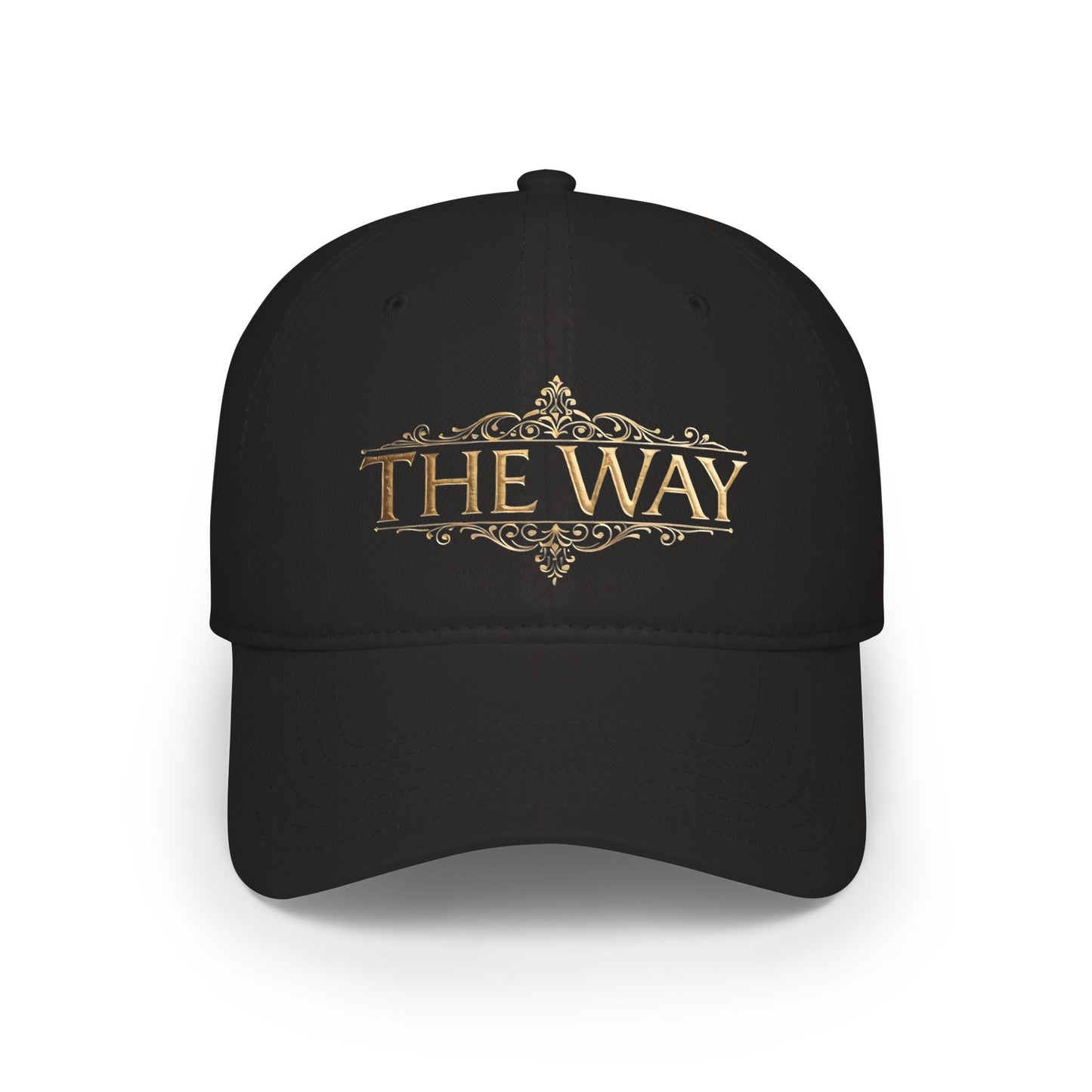 The Way Embroidered Baseball Cap — Vintage Gold Script Low Profile Hat