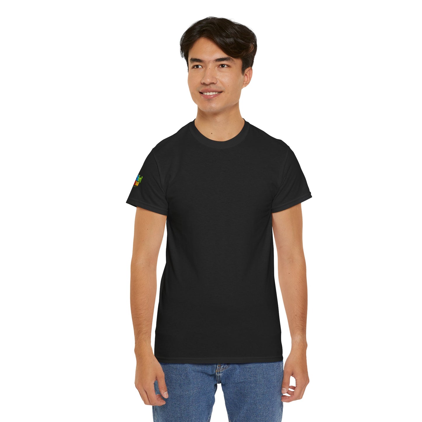 Black Tee with "nothin' new" colorful typography featured.
