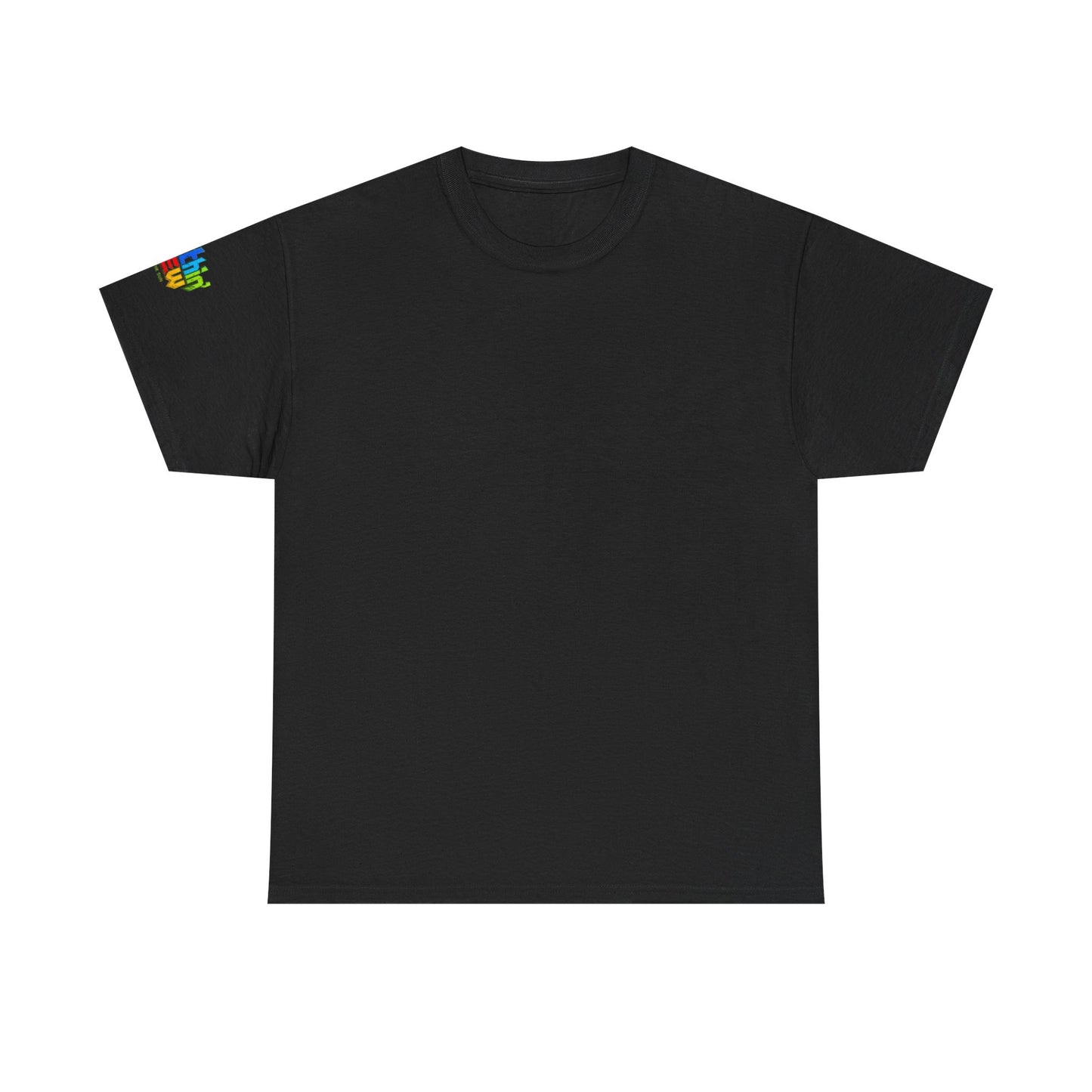 Black Tee with "nothin' new" colorful typography featured.