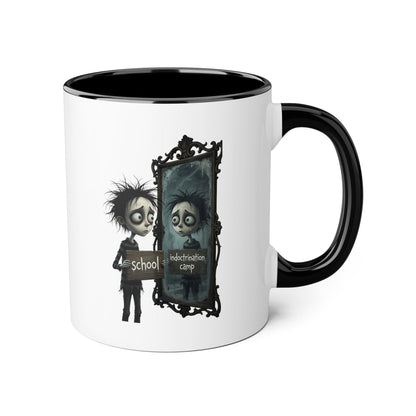 Gothic Reflection Accent Mug — 'School' vs 'Indoctrination Camp' Dark Humour 11oz
