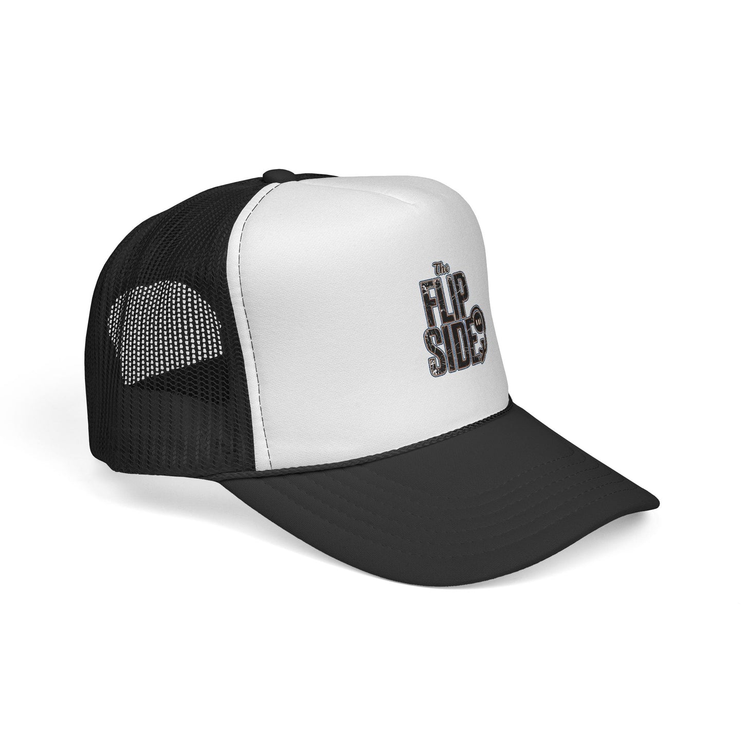 Flip Side Trucker Cap — Retro Vinyl Logo Mesh Hat