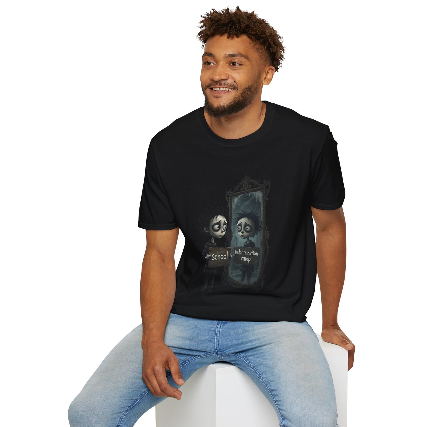 Gothic Mirror Reflection T‑Shirt — Spooky Self Portrait Halloween Tee