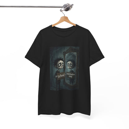 T-Shirt — Gothic Mirror Illustration "School vs. Nightlife"