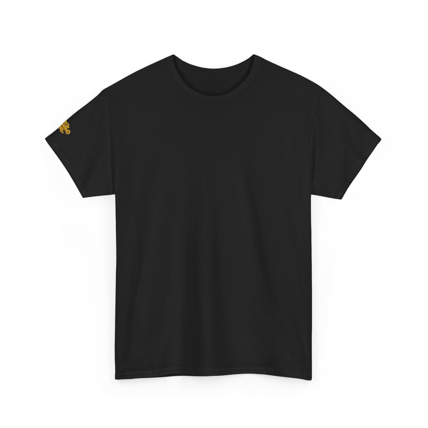 Black T-Shirt — Minimal Gold Sleeve Accent Tee