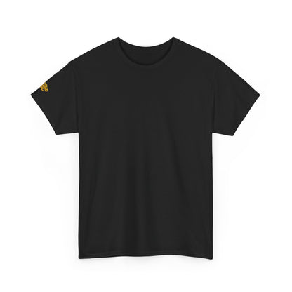 Black T-Shirt — Minimal Gold Sleeve Accent Tee