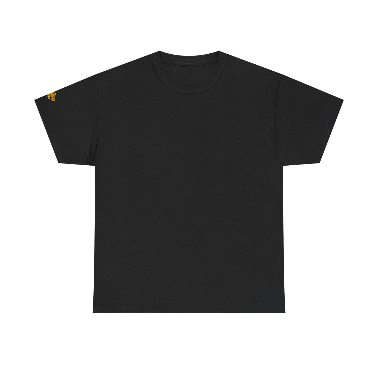 Black T-Shirt — Minimal Gold Sleeve Accent Tee