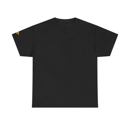 Black T-Shirt — Minimal Gold Sleeve Accent Tee