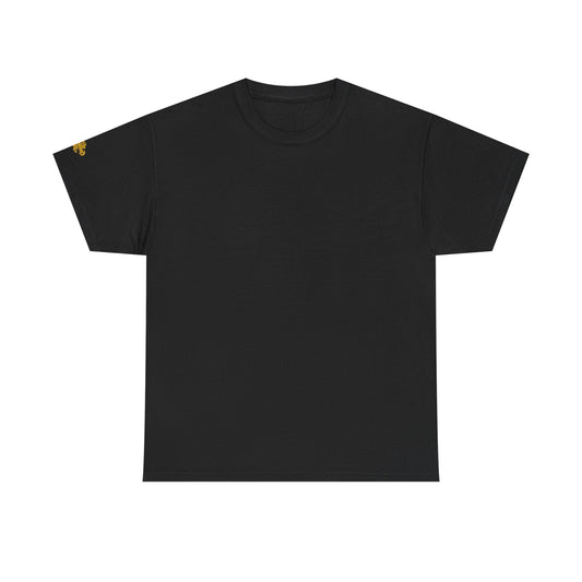 Black T-Shirt — Minimal Gold Sleeve Accent Tee