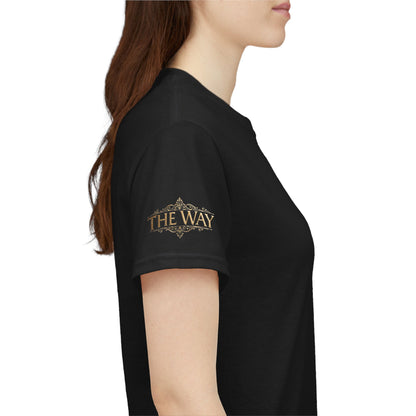 Black Minimalist T‑Shirt — Small Gold Sleeve Logo