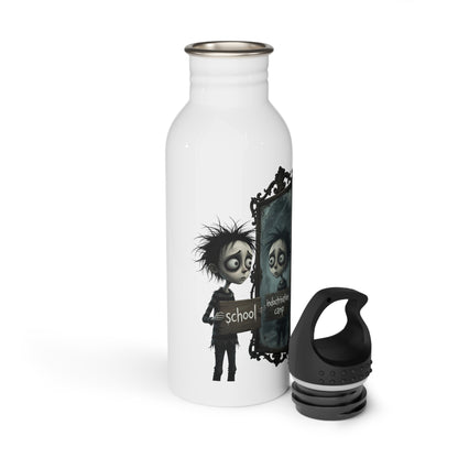 Gothic Mirror Water Bottle — 'School' Reflection Illustration